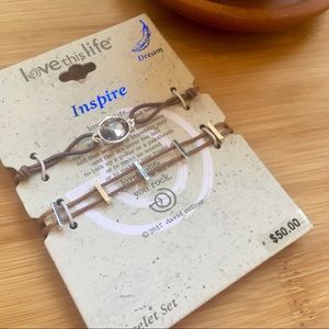 NWT! “Inspire” stacking bracelet set Brown silver
